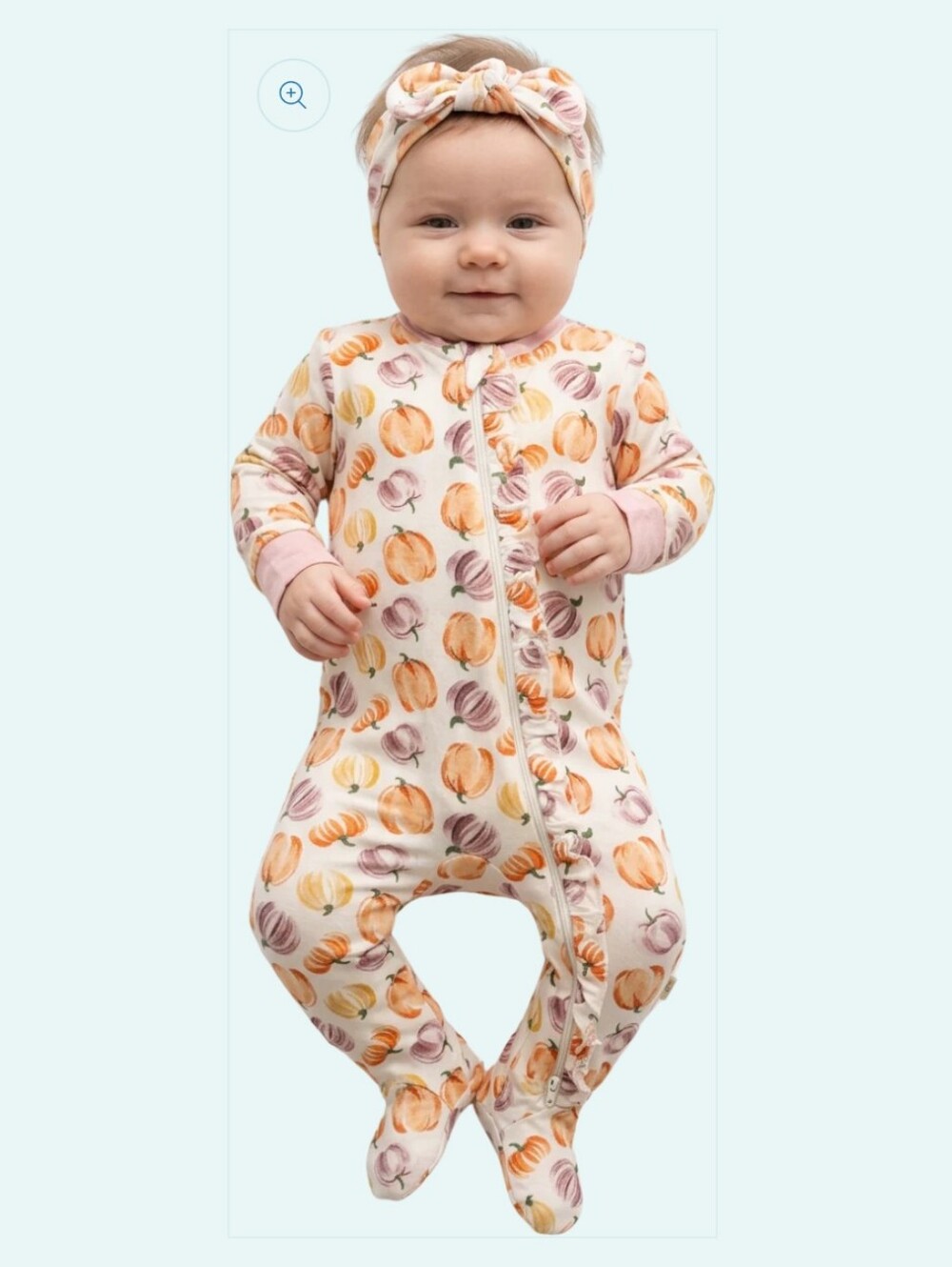 Milkberry Pumpkins Bamboo Footie with Headband- 0-3M